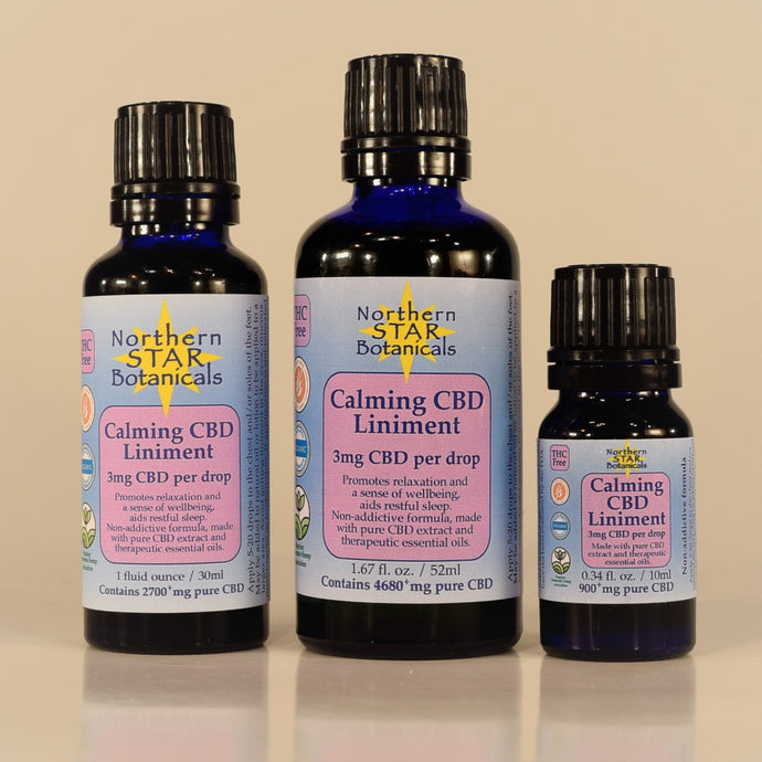 Calming CBD Liniment combines therapeutic essential oils with premium CBD, by Northern Star Botanicals